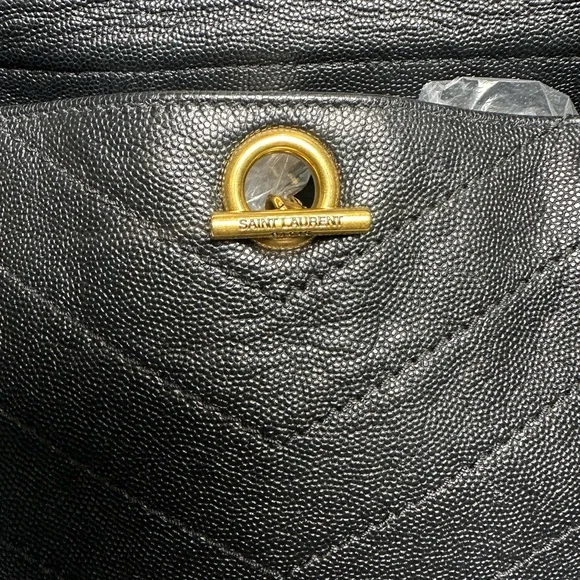 SOLD ❌❌❌ Yves Saint Laurent Black Chevron Shoulder Bag with Gold Chain - Picture 7 of 15